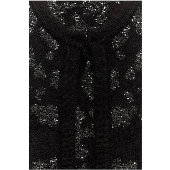 ZARA Sequin Metallic Thread Knit Cardigan Sweater, Black Silver Holiday Party S - Picture 5 of 10